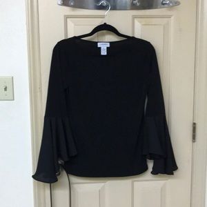 Black long bell sleeve blouse